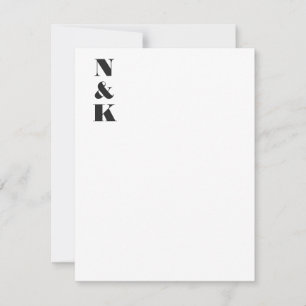 Minimalistiskt Modern Monogram Initialer Black Whi Tack Kort
