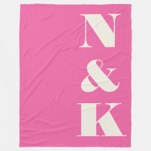 Minimalistiskt Modern Monogram Shock rosa Bröllop Fleecefilt