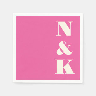Minimalistiskt Modern Monogram Shock rosa Bröllop Pappersservett
