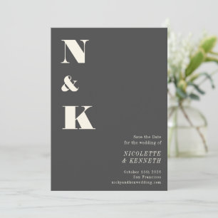 Minimalistiskt Modern Monogram svart fet Bröllop Spara Datumet