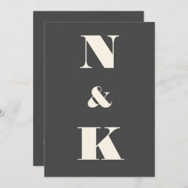 Minimalistiskt Modern Monogram, svart och vitt Brö Inbjudningar