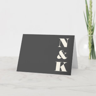Minimalistiskt Modern Monogram, svart och vitt Brö Tack Kort