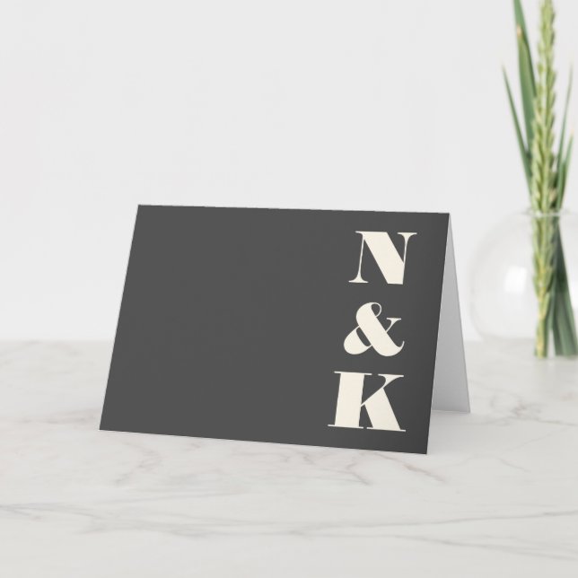 Minimalistiskt Modern Monogram, svart och vitt Brö Tack Kort (Framsida)