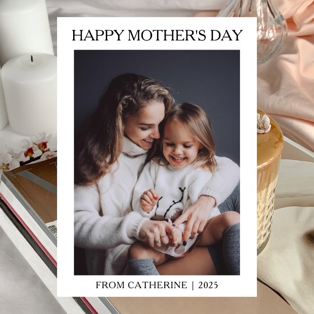 Minimalistiskt Modern mors dag 1-foto Julkort (Skapare uppladdad)