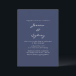 Minimalistiskt Modern Navy Blue Script Bröllop Inbjudningar<br><div class="desc">Inbjudan till minimalistisk modern marin blått skript - bröllop</div>