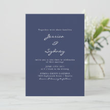 Minimalistiskt Modern Navy Blue Script Bröllop