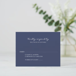 Minimalistiskt Modern Navy Blue Script Bröllop OSA Kort