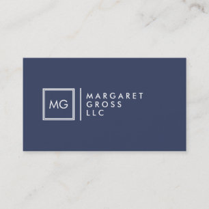 Minimalistiskt Modern Navy Blue & White Reversible Visitkort