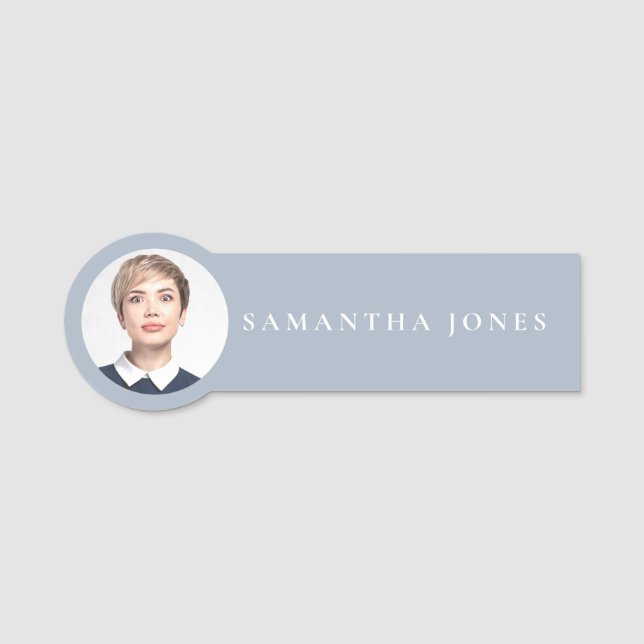 Minimalistiskt Modern Neutralt-foto Namn bricka Namnbricka (Framsida)