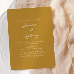 Minimalistiskt Modern Ochre Gult-skript Bröllop Inbjudningar<br><div class="desc">Minimalistisk Modern Ochre Gult-inbjudan till skräppostbröllop</div>