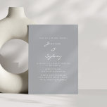 Minimalistiskt Modern Pewter Grått-skript Bröllop Inbjudningar<br><div class="desc">Minimalistisk Modern Pewter Grått-skript Bröllopsinbjudan</div>