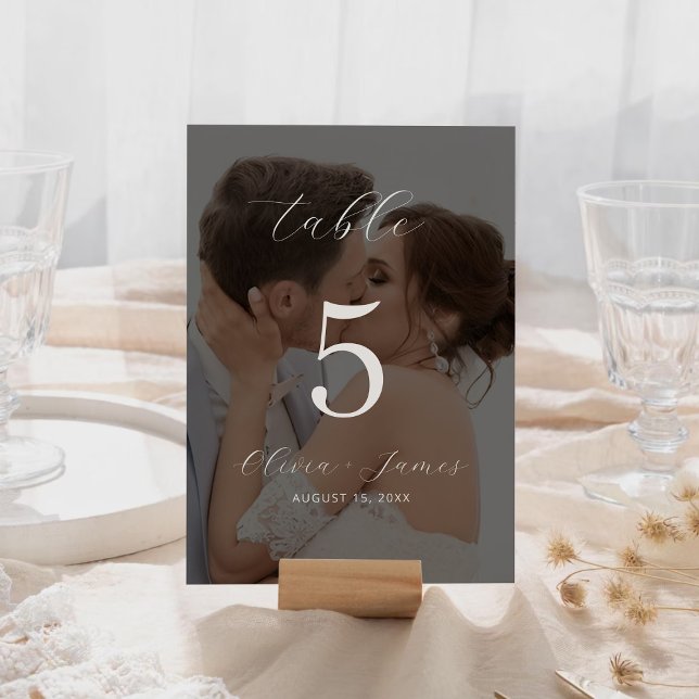 Minimalistiskt Modern Photo Bordsnummer Card (Minimalist Modern Photo Table Number Card)