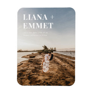 Minimalistiskt Modern Photo Bröllop spara datum Magnet