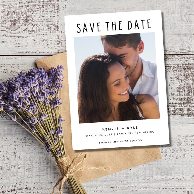 Minimalistiskt Modern Photo Bröllop Spara Datumet (Minimalist Modern Photo Wedding Save the Date)