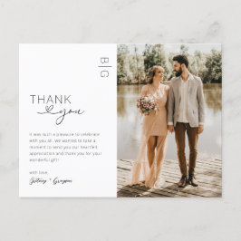 Minimalistiskt Modern Photo Bröllop Tack Vykort