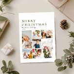 Minimalistiskt Modern Photo Collage God jul Julkort<br><div class="desc">Det här enkla och moderna God jul-fotokollage i familjen har plats för sju foton på framsidan, tillsammans med utrymme för att lägga till namn. I baksidan visas en grönt för snyggt som är utformad för en ny, elegant beröring och plats för att lägga till ditt eget meddelande. Ett minimalistiskt kort...</div>