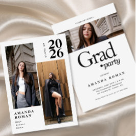 Minimalistiskt Modern Photo Collage Studenten Inbjudningar