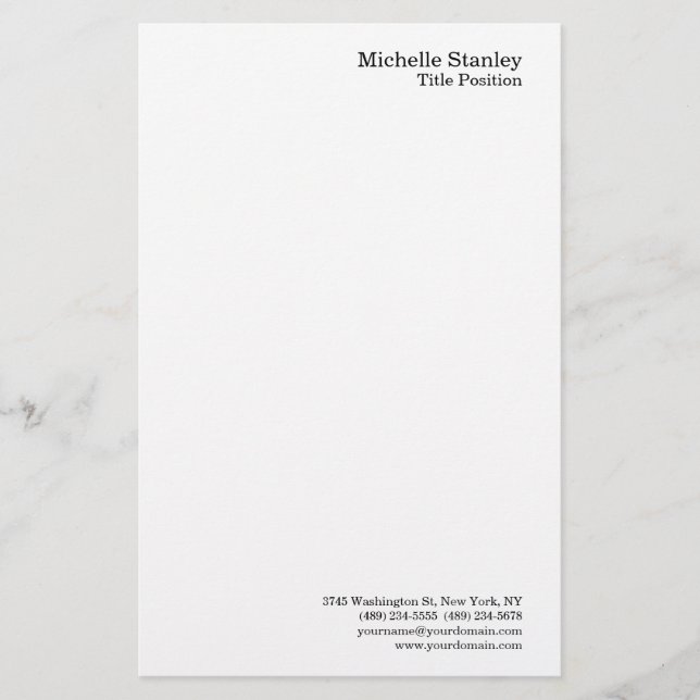 Minimalistiskt Modern Plain Brevpapper (Framsida)