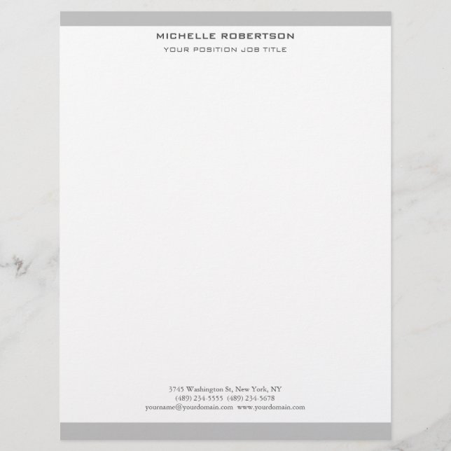 Minimalistiskt Modern Plain Simple Grått White Brevhuvud (Framsida)