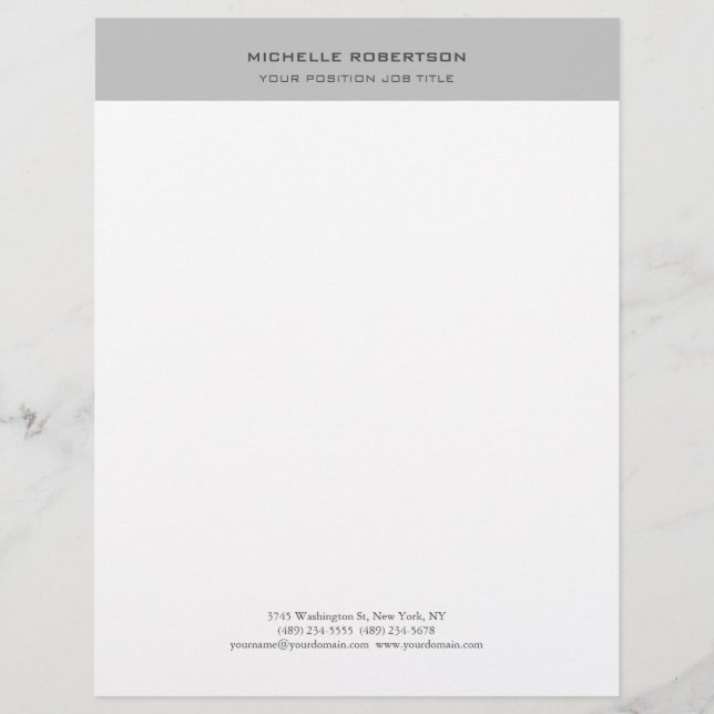 Minimalistiskt Modern Plain Simple Grått White Brevhuvud (Framsida)