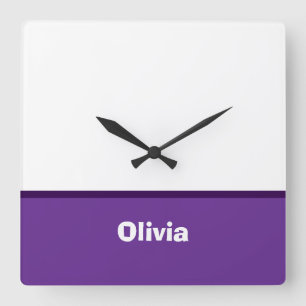 Minimalistiskt Modern Rand Namn eller Monogram Fyrkantig Klocka