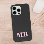 Minimalistiskt Modern Rosa Black Initial Monogram<br><div class="desc">Rosa Black Minimalist Modern Initial Monogram Phone Case. Skapa din egen personlig iphone case med anpassningsbar initial namn.</div>