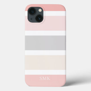 Minimalistiskt Modern Rosa Grått Cream Rand Monogr