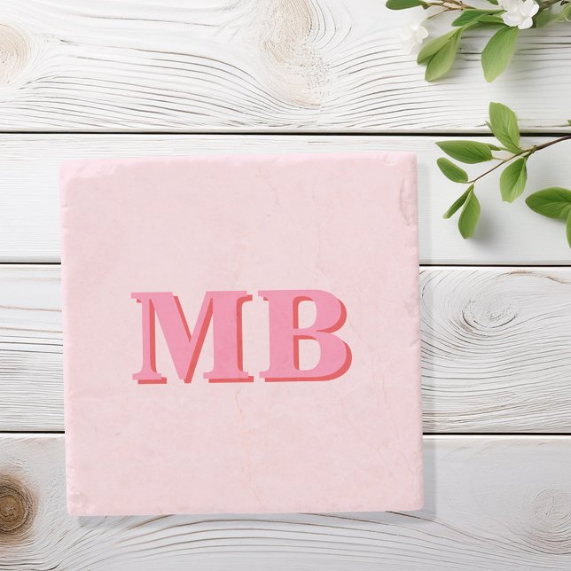 Minimalistiskt Modern Rosa Red Initial Monogram Stenunderlägg (Skapare uppladdad)