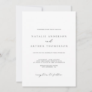 Minimalistiskt Modern Script Black and White Bröll Inbjudningar