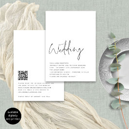 Minimalistiskt Modern Script Black White Bröllop Inbjudningar