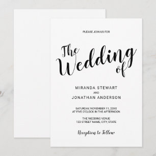 Minimalistiskt Modern Script Bröllop Inbjudningar