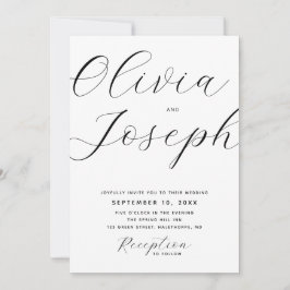 Minimalistiskt Modern Script Bröllop. Rengör fotot Inbjudningar