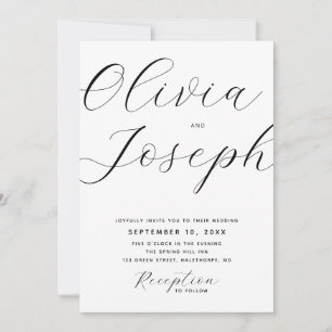 Minimalistiskt Modern Script Bröllop. Rengör fotot Inbjudningar
