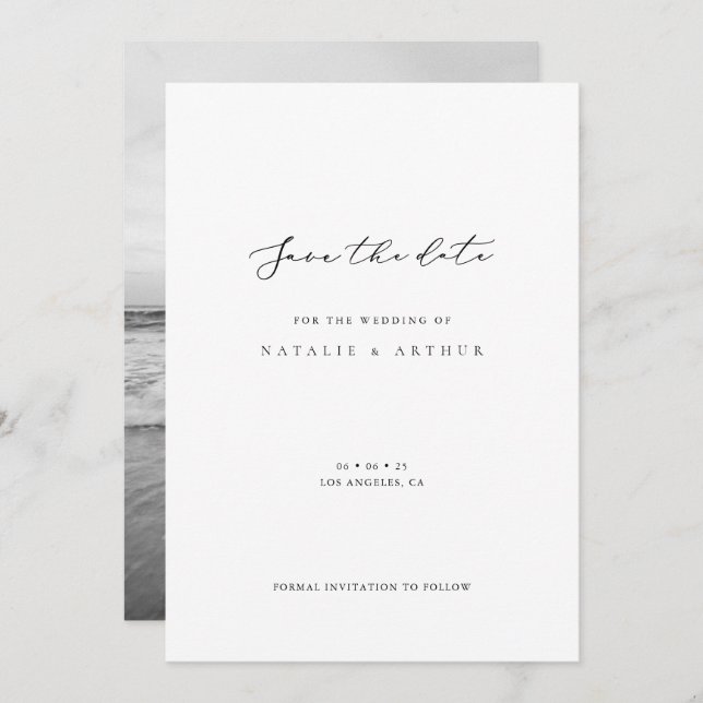 Minimalistiskt Modern Script Bröllop spara datum Spara Datumet (Fram/baksida)