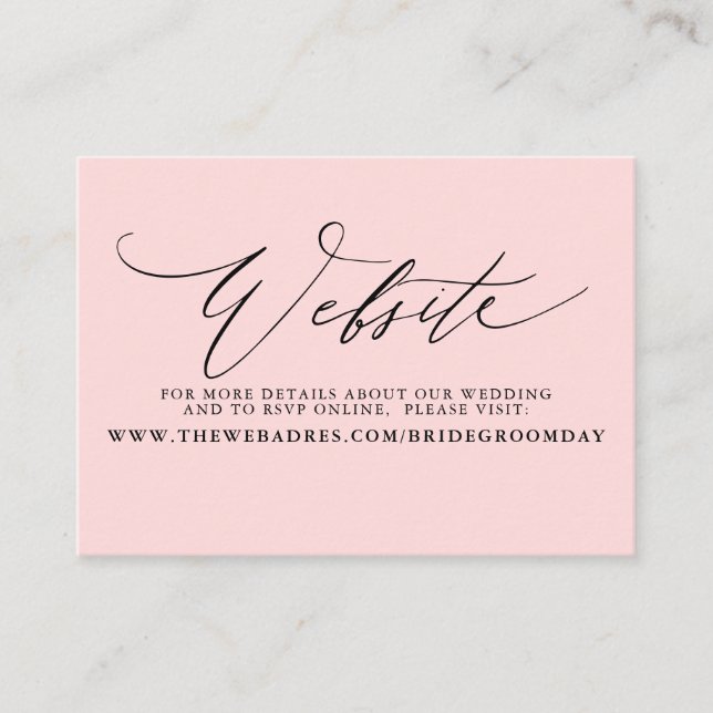 Minimalistiskt Modern Script Bröllop-webbplatskort Visitkort (Framsida)