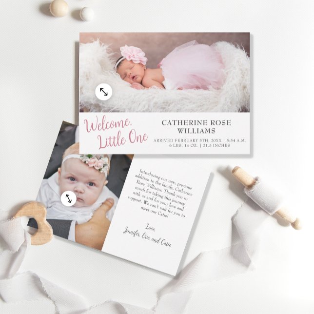 Minimalistiskt Modern Script Girl Flicka Birth Meddelande (Skapare uppladdad)