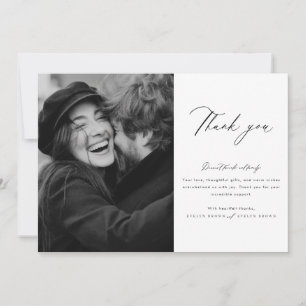 Minimalistiskt Modern Script Photo Bröllop Tack Kort