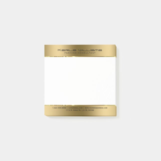 Minimalistiskt Modern Shiny Faux Guld Post-it Block (Framsida)