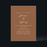 Minimalistiskt Modern Sienna Brown-skript Bröllop Inbjudningar<br><div class="desc">Minimalistisk Modern Sienna Brown-skribentinbjudan</div>