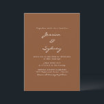 Minimalistiskt Modern Sienna Brown-skript Bröllop Inbjudningar<br><div class="desc">Minimalistisk Modern Sienna Brown-skribentinbjudan</div>