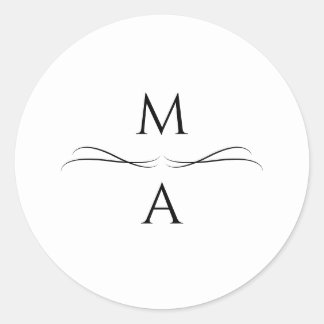 Minimalistiskt Modern Simple Black and White Initi Runt Klistermärke