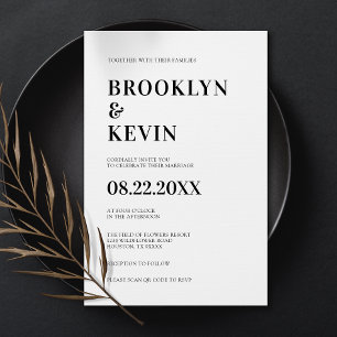 Minimalistiskt Modern Simple Black Bröllop QR-ko Inbjudningar
