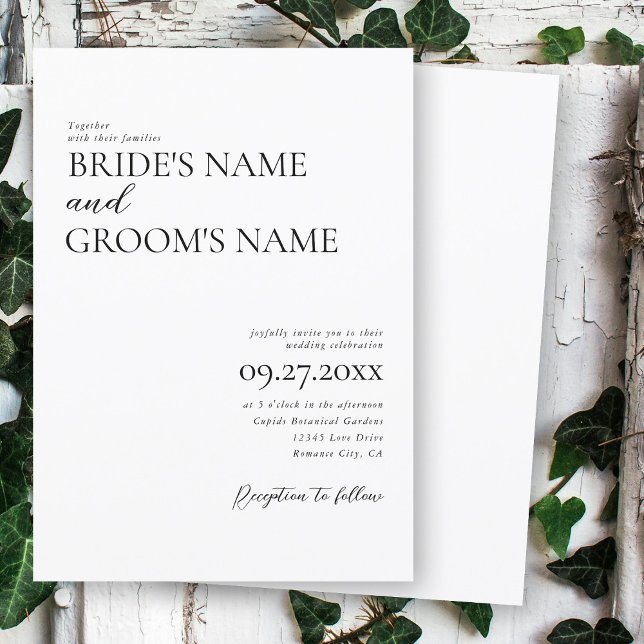 Minimalistiskt Modern Simple Bröllop Inbjudningar (Minimalist Modern Simple Wedding Invitation)