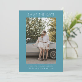 Minimalistiskt Modern Simple Elegant Teal Blue Pho Spara Datumet