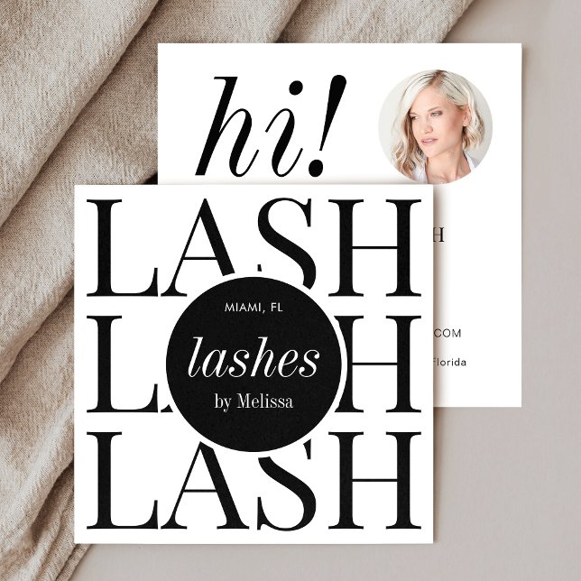 Minimalistiskt Modern Simple Lash Salon Photo Fyrkantigt Visitkort (Minimalist lashes business cards with photo - perfect for lash techs & lash salons or boutiques)