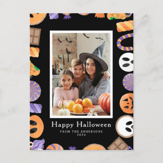 Minimalistiskt Modern Spooky Happy halloween 1-fot Helg Vykort