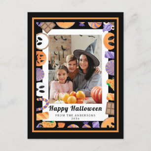 Minimalistiskt Modern Spooky Happy halloween 1-fot Helg Vykort