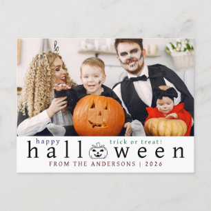 Minimalistiskt Modern Spooky Happy halloween 1-fot Helg Vykort