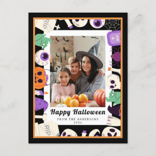 Minimalistiskt Modern Spooky Happy halloween 1-fot Helg Vykort