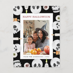 Minimalistiskt Modern Spooky Happy halloween 1-fot Helg Vykort